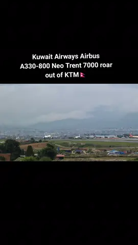 Kuwait Airways Airbus A330-800 Neo regarded as one of the rarest Airbus only being 7 in the entire world takeoffs out of Kathmandu with loud roar from it's 2 RR Trent 7000-72 engines.  #nepal #kathmandu #airbus #planespotting #takeoff 