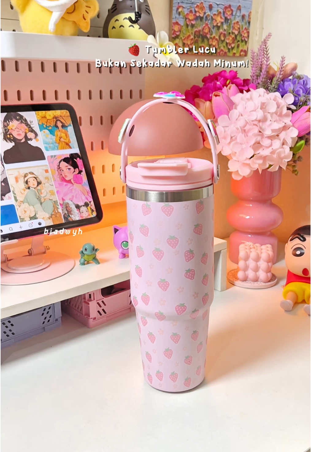 Gemes banget motif tumblernya 🍓🍓#tumbler #tumblertahanpanas #tumblertahandingin #pashlinc 