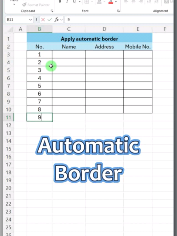 Auto Borders in Excel? 🤯 Learn how to apply borders instantly with Conditional Formatting – no manual work needed! #excel #microsoftexcel #advancedexcel #explore #exceltips 