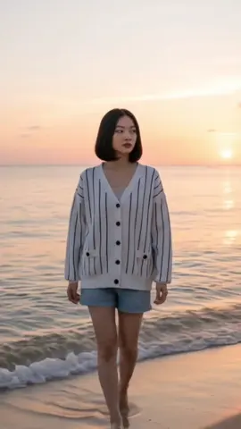 Beli lokal Mall This Is April Atasan Outer Stripe Rajut Oversized Wanita Casual Fit Lengan Panjang Oslo Cardigan Black dan Ivory #atasanouterwanita#rajut#thisisapril#bajuwanita#lokal