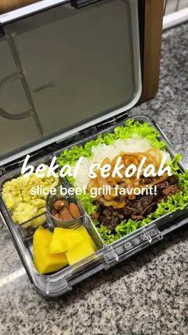 Bekal sekolahnya nge grill slice beef aja, udah paling favorit dan pasti abis 🫣 #bekalsekolah #bekalanak #idebekal #bekalsimple #fyp 