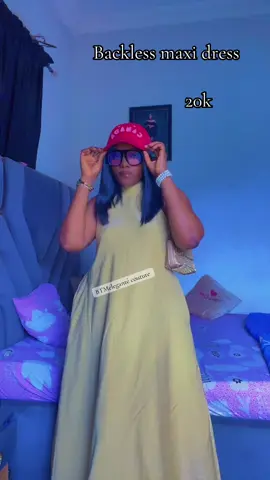 Backless maxi dress available in different colors and sizes  Size: 8-22 Price: 20k  Available for immediate pickup  Can be delivered nationwide  Production takes 10-14 working days  #foryoupage #fyp #bookeylicious #tailorgal✂️✂️ #abujatailor 