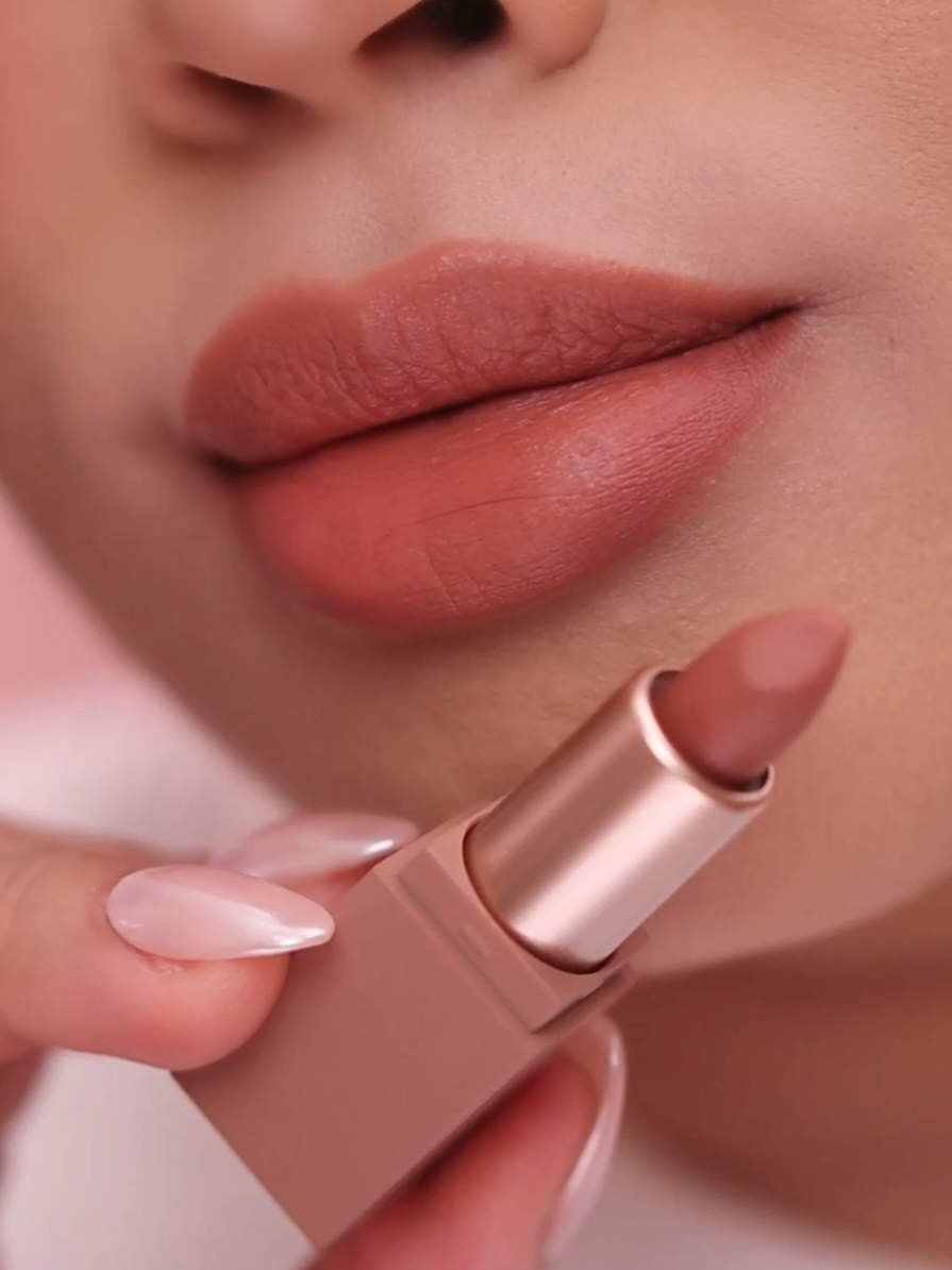 Detail Cosmetics Cult Classic Matte Lipstick in Apricot, a bare nude. #detailcosmetics #lipswatch #cultclassic #affordablemakeup 