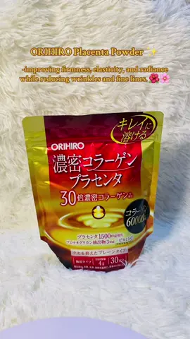 Orihiro placenta powder's benefits center on skin health, including improving firmness, elasticity, and radiance while reducing wrinkles and fine lines. It also supports overall wellness by providing amino acids, minerals, vitamins, and peptides from the placenta extract, aiding in cell renewal, hydration, and strong hair and nails. The powder combines placenta with collagen, proteoglycans, and vitamin C for a comprehensive anti-aging and beauty supplement.  Visit our page to check out! ❤️  #orihiro #placenta #powder #fyp #japanproducts 