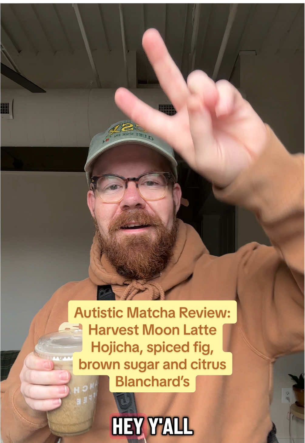 Autistic Matcha Review: Iced Hojicha oat milk latte with Spiced fig, citrus and brown sugar from Blanchard’s in Richmond, Virginia #audhd #matcha #autisticcreator #fyp #autism 