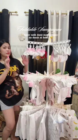 aesthetic na sampayan for baby ang dami pang clips and rods 😍 must have to nesting mommies! #sampayan #babyhanger #babymusthaves #nesting #foldablesampayan 