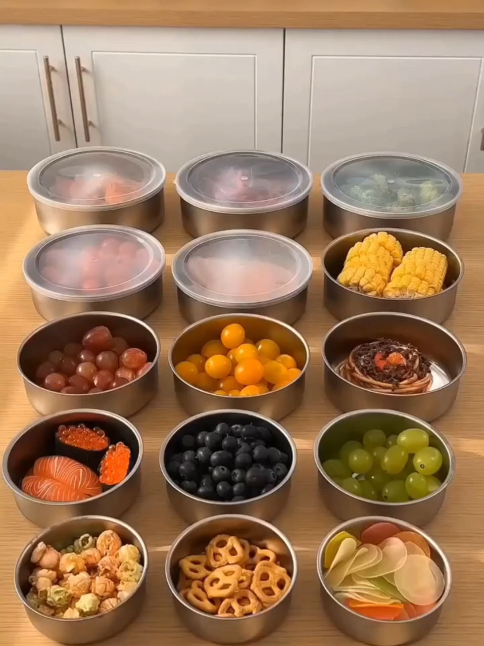 Sua cozinha merece esse upgrade! 🤩  Esse jogo de potes de inox é a solução perfeita pra organizar a geladeira e a despensa com muito estilo. São 5 tamanhos diferentes, perfeitos para qualquer tipo de alimento. #cozinha #shopee 