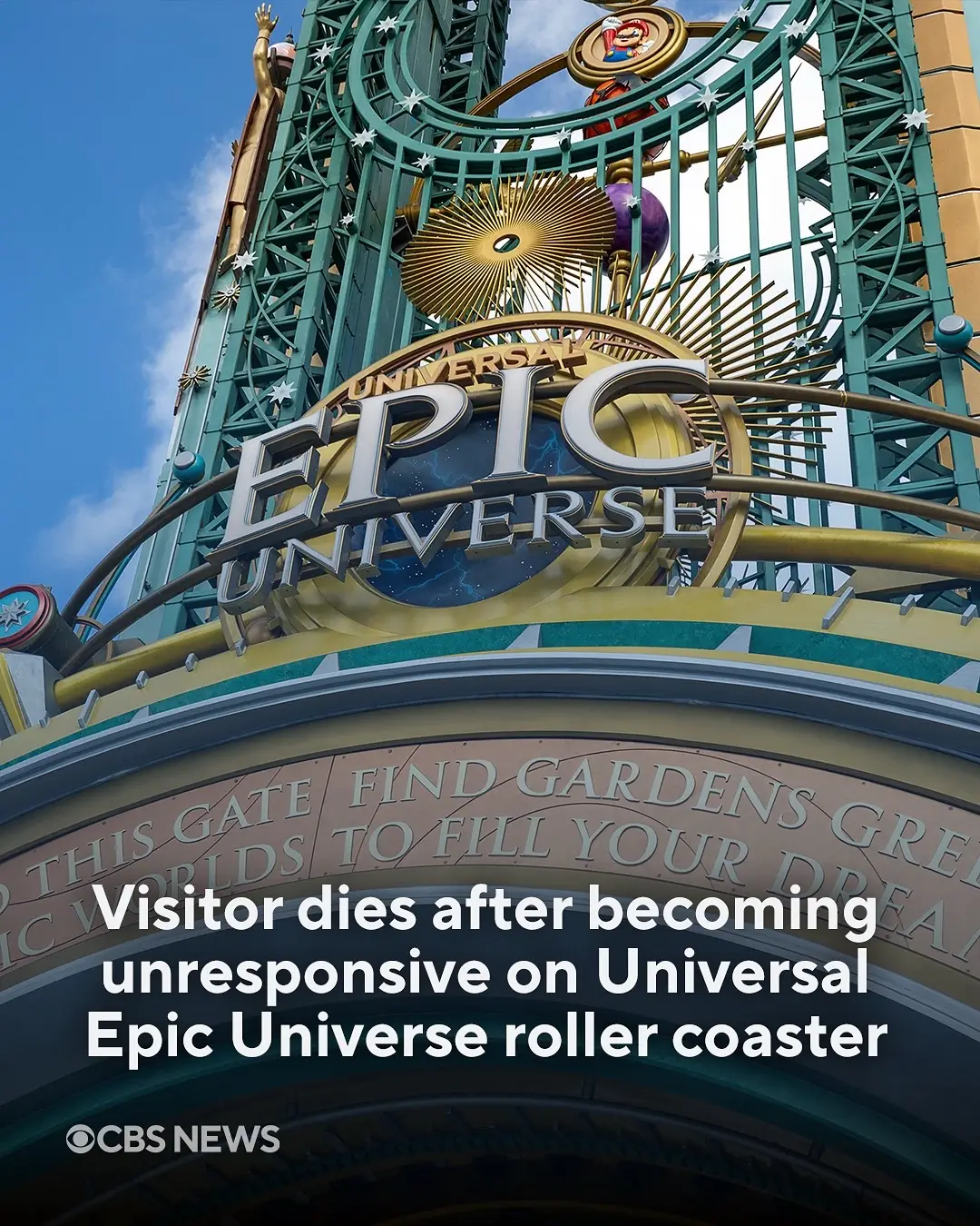 A rider on a roller coaster at Universal's new Epic Universe theme park in Orlando, Florida became unresponsive Wednesday night and later died, the company says. A Universal spokesperson told CBS News in a statement that the guest 