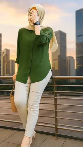 kemeja polos wanita lengan panjang bahan twill premium 