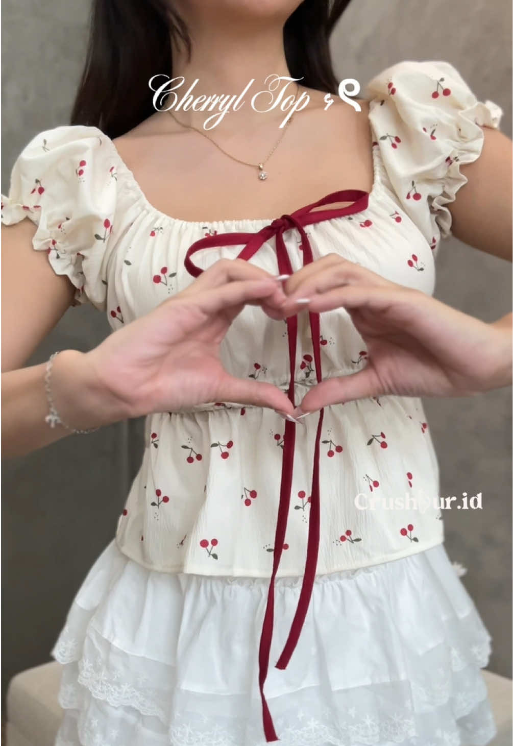 the best cherry top everr 😍❤️ now ready on crushour 🍒 #readystock #koreanstyle #couquette #cutesy #girlcore 