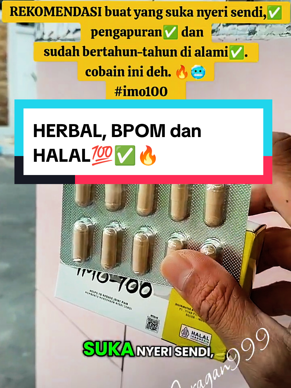 Membalas @madayana575 Terima kasih atas testimoninya 🙏 REKOMENDASI buat yang suka nyeri sendi, pengapuran dan sudah bertahun-tahun di alami. cobain ini deh.  #imo100 #nyerisendi #rekomendasibuatnyerisendi #promoguncang99 #pegellinu 