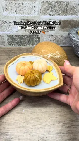 Turning My Son’s Thrift Find Into the Cutest Walnut Candle 🍂 My son spotted this walnut-style bowl at the thrift store and asked if we could turn it into a candle… so of course we did! 😅✨ It’s the perfect cozy fall DIY and such a fun thrift flip idea. Who knew a simple wooden bowl could make the cutest autumn decor? 🍂 #D#DIYCandleT#ThriftFlipF#FallDecorasmr #fyppppppppppppppppppppppp 