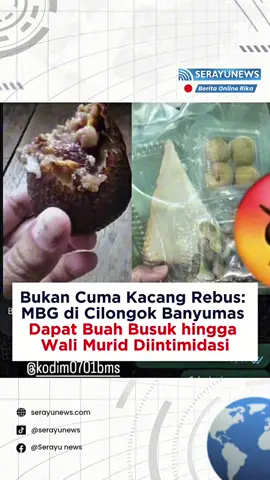 Viral soal menu kacang rebus dalam program Makanan Bergizi Gratis (MBG) di Desa Sokawera dan Gunung Lurah, Cilongok, Banyumas, ternyata bukan satu-satunya masalah. Lewat unggahan akun Instagram @alfii1994 membuka cerita penerima manfaat mengaku sering menerima buah-buahan busuk, nasi berbau, hingga lauk seadanya yang jauh dari konsep bergizi. Lebih parah, muncul laporan intimidasi terhadap penerima manfaat yang berani mengkritik. Menurutmu, apa langkah yang paling tepat untuk perbaikan program ini? #beritaindonesia #serayunews #banyumas #cilongok #mbg               