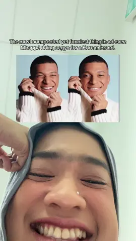 Can’t hold back my laugh and tears every time I see the ad & photos. All hail marketing and creative team! 🤣 cute mbappe doing aegyo is moodbooster FR #Mbappe #Korea #Aegyo #funnyvideo #kylianmbappéedit 