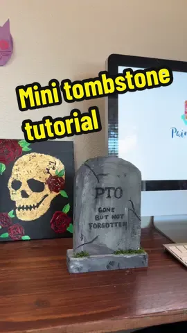 Turn your office into a spooky (and funny) graveyard 👻⚰️ Here’s how I made this mini foam board tombstone with a silly epitaph. Perfect for your desk this Halloween!  #DIYHalloween #FoamBoardCrafts #OfficeDecorIdeas #HalloweenDIY #SpookySeason