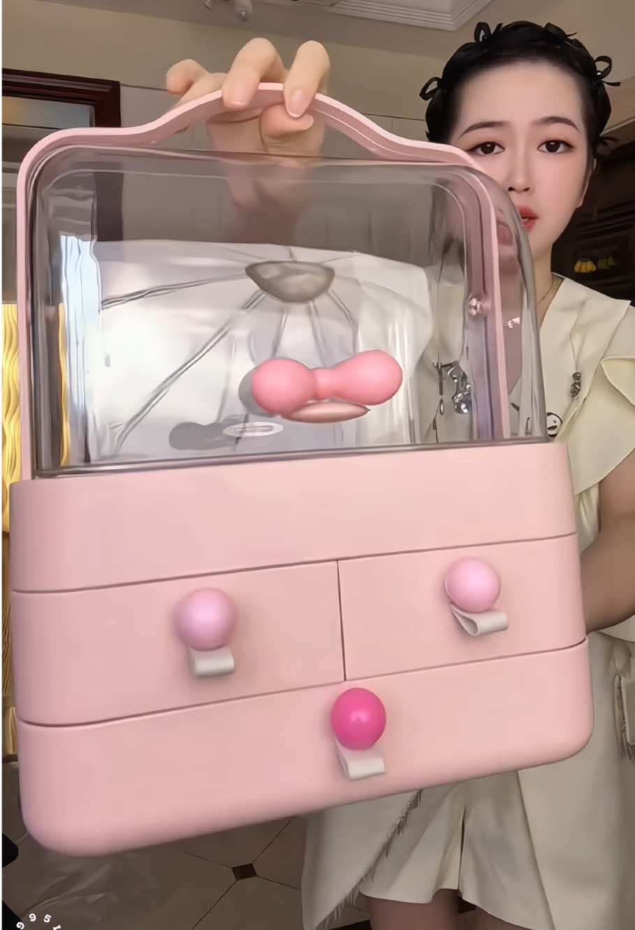 Hộp đựng mỹ phẩm có nắp đậy chống bụi nhiều ngăn. Tủ đựng mỹ phẩm để bàn #hopdungmypham #tudungmypham #hopdungmyphamdeban #xuhuong #lalap1995 