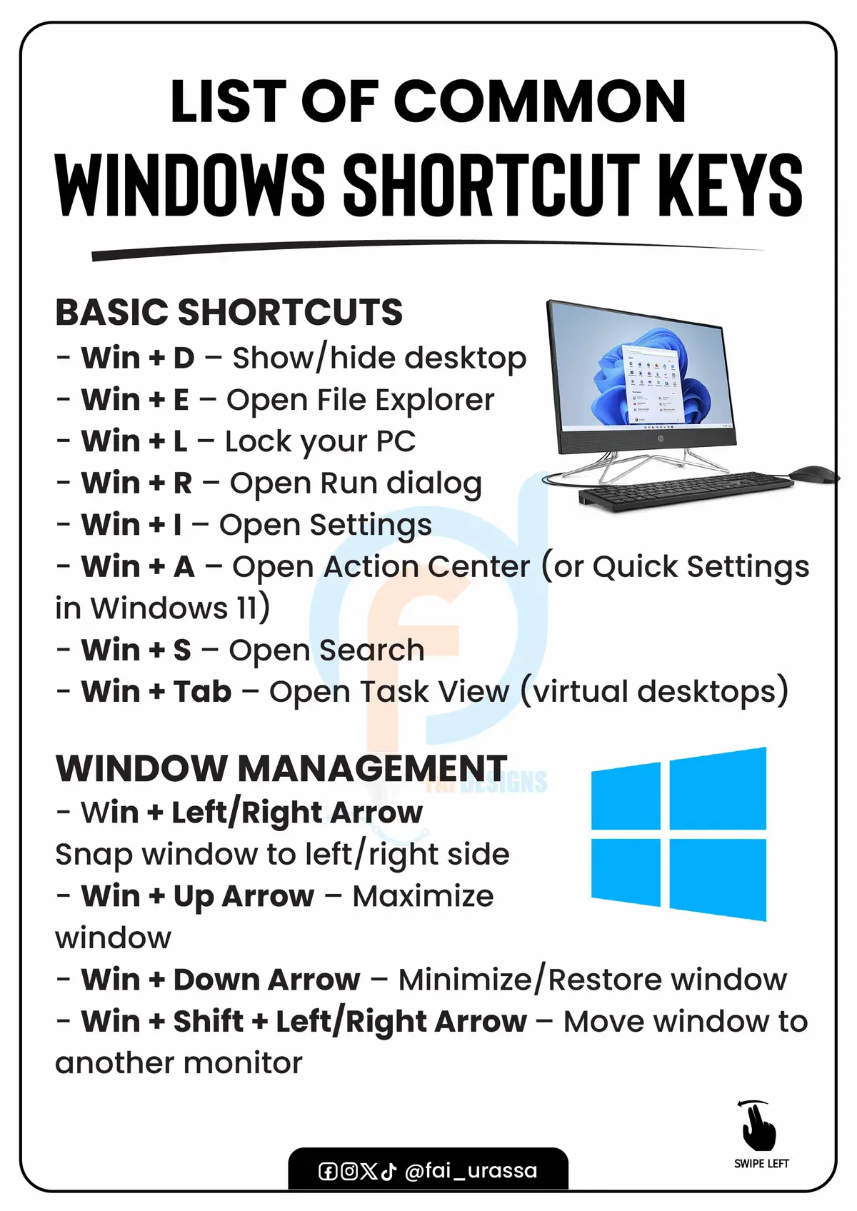 Windows Shortcuts That’ll Make You Feel Like a Tech Genius! 🔥    👇 Master these and boost your productivity instantly!  #computer #windows #shortcuts #fyp #viral 