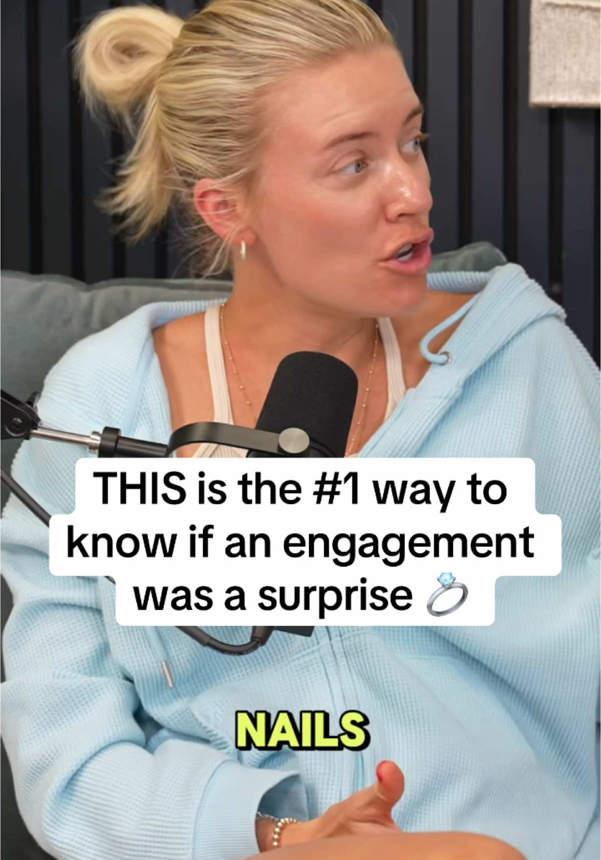 Not the bright blue nails 😂  #twoparentsandapod #podcast #engagement #justengaged 