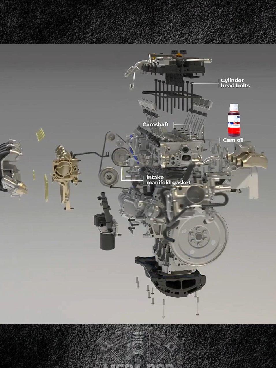 In this video you can watch the parts and components of an engine. Exploded view of an internal combustion engine. #mecanique #automobile #mechanic 