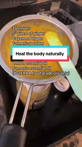 Drink a shot of this mixture every morning to remove, inflammation in the body, heal your gut health detoxify your digestive system, and to heal your kidneys, liver and other organs. Question in the comments 👇 3 Lemons 5” piece of ginger  Cayenne Pepper Turmeric powder  Black pepper 2 Tbs Apple Cider vinegar 10 ounces water Turmeric Essential Oil Lemon essential oil  Turmeric essential oil  (doTERRA food grade oils only) Steps: 1. peel the lemons and put the peels in a pot to boil with a few slices of ginger maybe 6 to 8 slices. 2. add the lemons, the rest of the ginger and all the rest of the ingredients to a blender blend until smooth and then strain it. 3. Use the boiled lemon ginger water for hydration throughout the day and add a teaspoon of honey.  4. take a shot of the blender mixer each morning.  *Keep it in the fridge for up to one week.  #h#healthebodyh#healyourgut