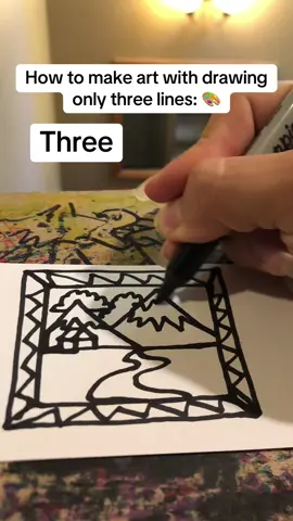 How to make art with drawing only three lines 🎨 Drawing AMSR with a sharpie marker ✍️