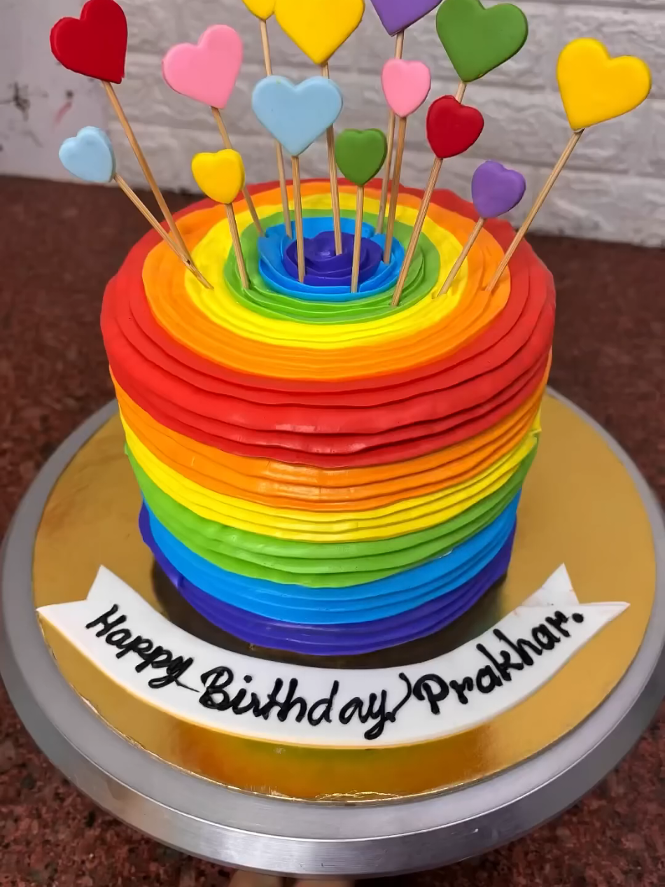 Rainbow 🌈 cake design#design #birthday #cakedecorating #cake 