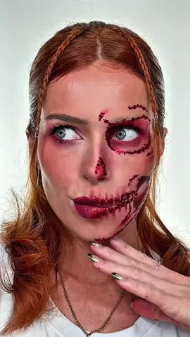 AD Half Face red foil Leaf look 😱 using @nyxcosmetics_uk 