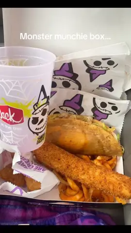 Jack in the box Monster munchie meal box. Got it for the changing colored cup! #jackinthebox #halloween 