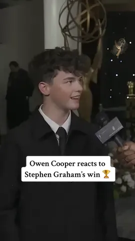 The moment #OwenCooper finds out #StephenGraham won the #Emmy for Adolescence 🥺  #Emmys #77thEmmys