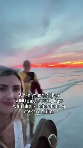 Just left my messy home, kids and amazing American husband in Kansas City for 2 days to meet up with my dad in Florida. Because 2 days with him is 1000% better than no days with him 🥺❤️ It felt surreal walking into a Target store with him because I swear when I was sitting in the car next to him, I felt like I was home in Germany. He is here visiting his dying biological father who lives in Fort Myers, Florida. Visiting him was hard. We cried and laughed and I think he is ready to pass on. But we also got to take a 90 minute walk on Fort Myers beach ending with the most gorgeous blood orange sunset, and the world was alright again. I felt lucky I got to have that time with my dad and my biological grandpa ❤️🥹 Would you have taken a 12 hour trip to see your dad for (actually less than) 2 days?