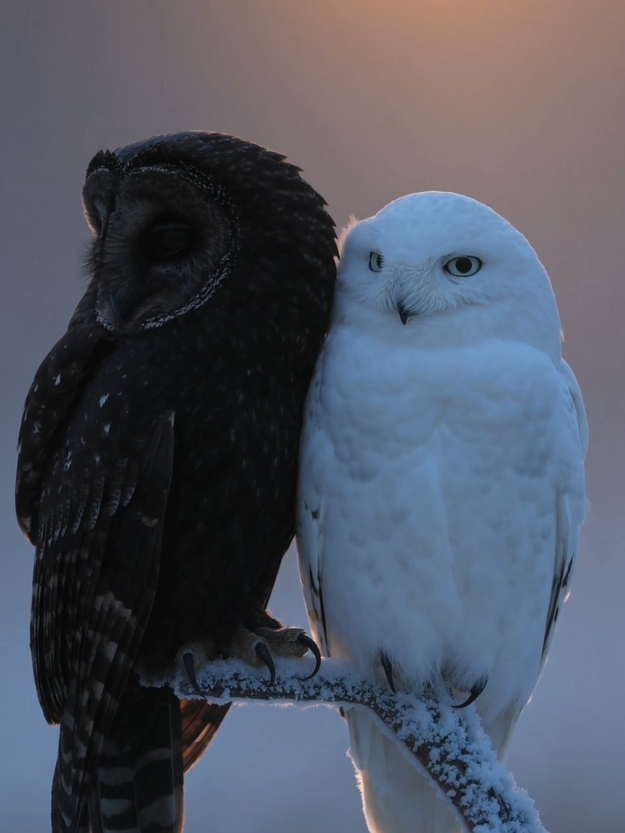 Two souls, one dark as night and one bright as dawn, bound together in love beneath the golden sky. Tag someone you love or have a crush on ❤️  #owl #Love #iloveyou 
