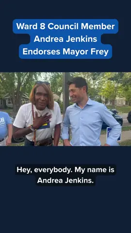 From housing to human rights, Andrea Jenkins's leadership has inspired people across Minneapolis — and our entire country. I'm humbled to have her support.