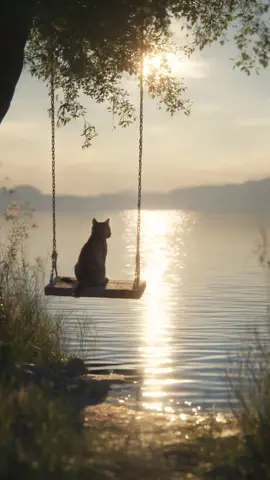 Peaceful moments by the lakeside🐈 #fyp #calm #cat #trending #lakeside 