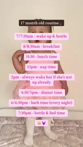 17 month old routine 🫶🏻  #helpfultips #sahm #mumlife #17monthsold #babygirl #toddlersoftiktok #routine #routineiskey #parentingtips #fyp 