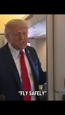 President Trump spoke with news reporters on Air Force One about Jimmy Kimmel, and as he left made a comment that he only says “fly safely” because he is on the flight, “otherwise [he] wouldn’t care”
