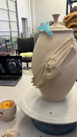 This small Escape Jar feels so lovely. Preorders on my website :) #clay #ceramic #ceramics #clayart #ceramicart #pottery #wheelthrown #jacksonshaner #shanerceramics #sculpture #artenthusiast #satisfying #asmr #cloth #escapejar #artgallery #artforsale 
