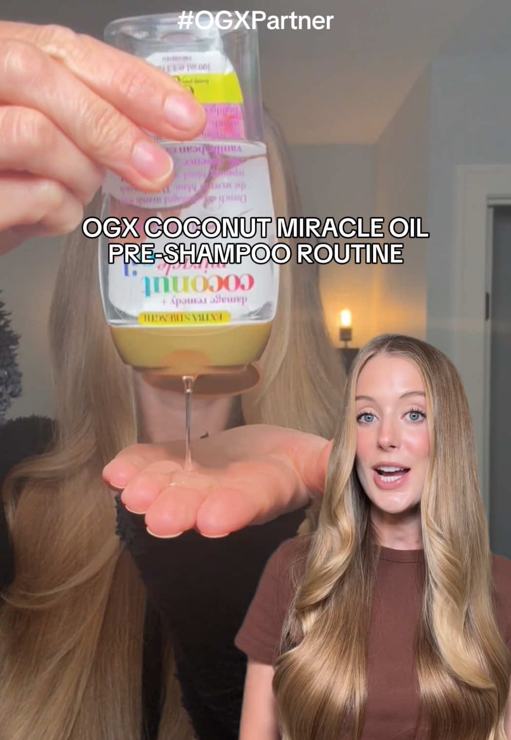 #OGXPartner My step by step @OGX Beauty Pre-Shampoo Coconut Miracle Oil Treatment Routine! A staple in my routine for years & now for so many of you too 🥰 All of these oils are available at Walmart! #OGXHairOilHacks   Oils Mentioned: -OGX Damage Remedy + Coconut Miracle Oil Penetrating Oil -OGX Nourishing + Coconut Milk Anti-Breakage Serum -OGX Nourishing + Coconut Oil Weightless Hydrating Oil Mist