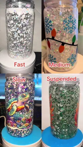 I get a lot of questions about the different flows of snowglobe tumblers. Here are the 4 main types of flow for a normal solution. Which one is your favorite? 