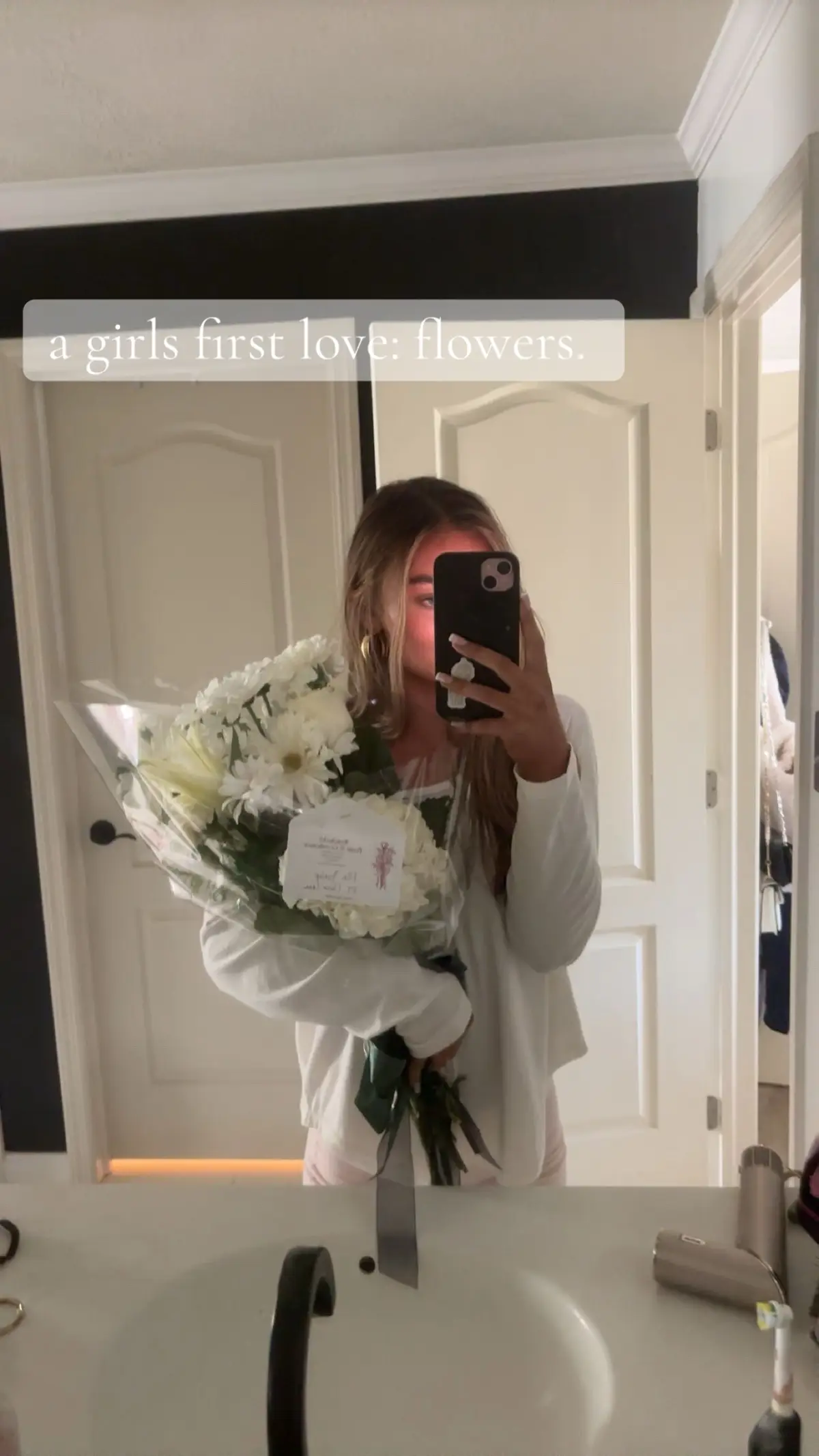 my gigi bought me them. #flowers #white #Homecoming #fyp 