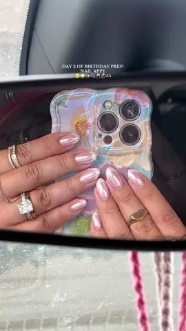 these are my birthday & engagment party nails!!!! i'm obsessed! 😭🫶🏼✨🫧  i ask for structure gel on my natural nails!  @glamxacrylics  #nails #nailappt #birthday #bdayprep #naturalnails 