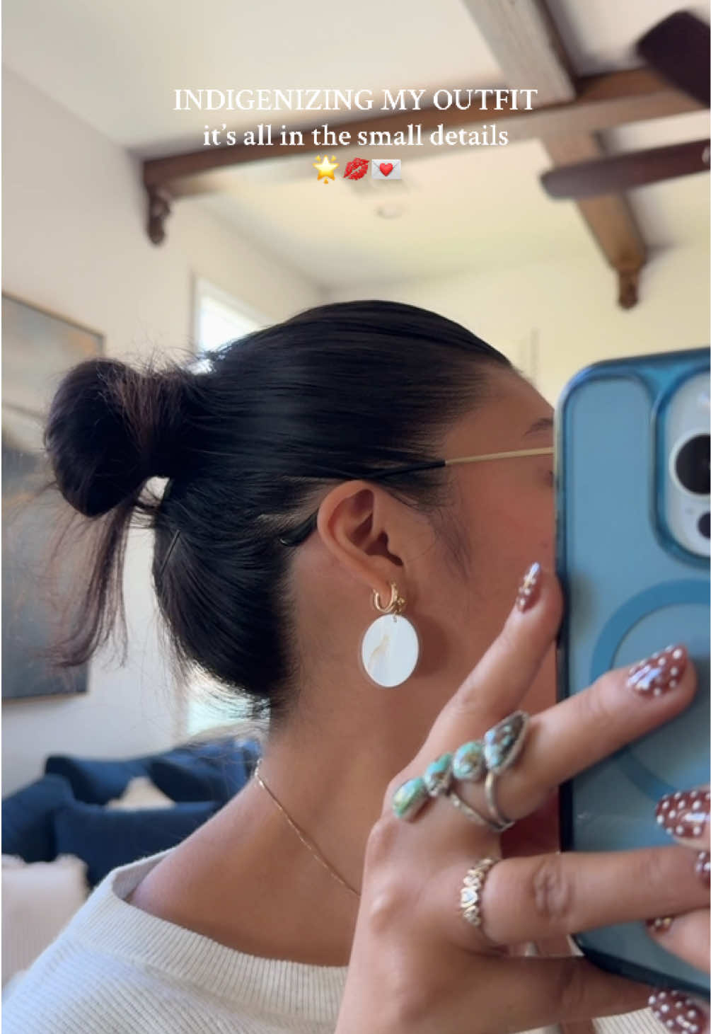 OUTFIT FOR THIS LOVELY DAY! I try to intentionally incorporate small pieces of my identity and handmade pieces of Diné art everyday! It makes me feel confident and beautiful🌟💋💌 #indigenous #nativetiktok #fitspo #outfitinspo #navajo 