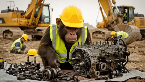 Engine Kholna Aasan… Wapis Jorna Azaab 😂🛠️ | Monkey Mechanic #MonkeyMechanic #FunnyMonkey #UrduComedy #ConstructionLife #ForYou 