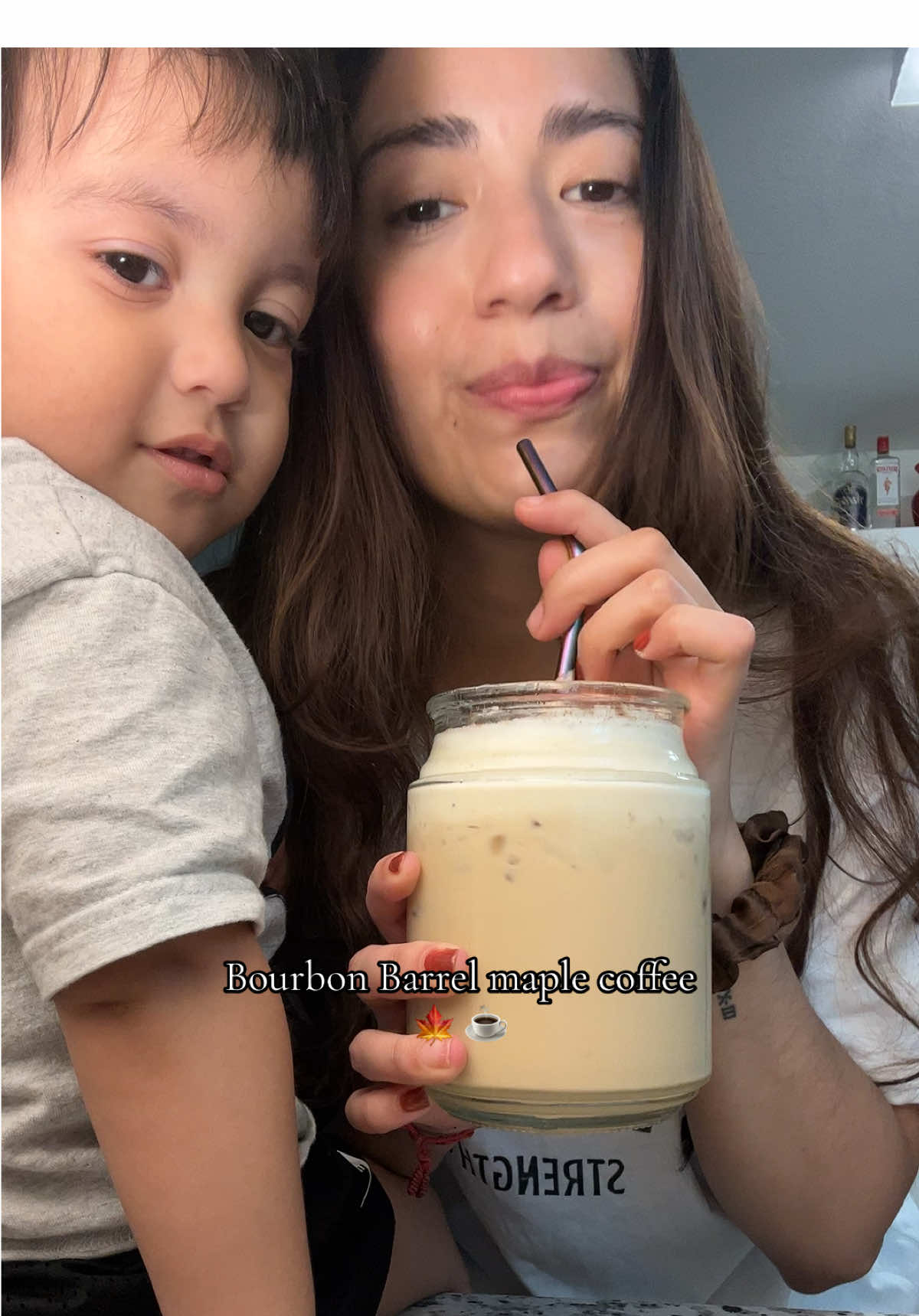Bourbon barrel maple Coffee for today! My little helper joined me 🍁☕️🐻🤎 #maplesyrup #coffeetime #icedcoffee #coffeerecipe #fyp 