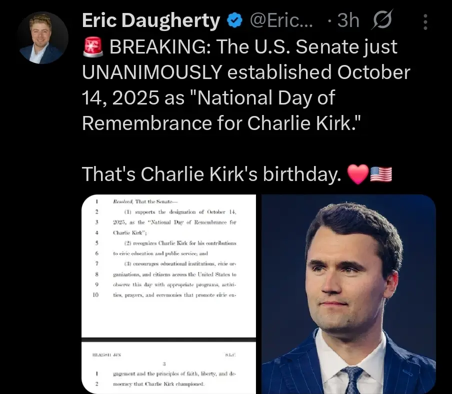 it's official, October 14 Charlie Kirk birthday will be officially recognized as 