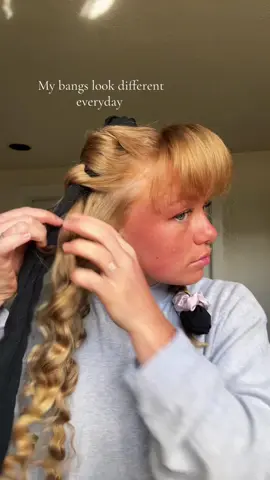 I’m gonna get the hang of this #bangs #heatlesscurls 