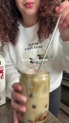 trying the new trader joe’s cinnamon bun creamer #icedcoffeeathome #icedlatte 