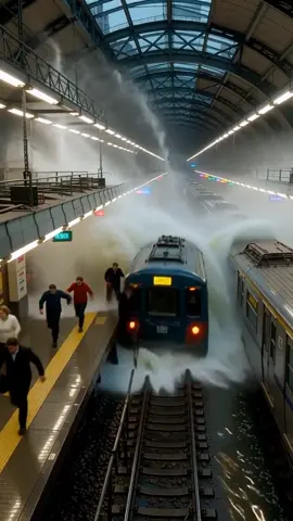 When the underground turns into an ocean 🌊🚇” #FloodDisaster #SubwayCollapse #PixVerse #AIshorts #DisasterTok 