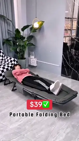 $39✅ Portable Folding Bed, Portable Beds for Adults, Guest Bedroom Multi-Position Adjustment, Perfect for Camping,Adult, Sleeping at Home and Office This foldable bed features Iron alloy pipe rack, and the pressure is evenly distributed by the supporting feet , which is more stable; The weight capacity up to 150kg  . 【Multipurpose Lounge Cot:】：The folding bed is ideal for outdoor and indoor using. You could take the folding camping cot to the beach, camping, patio, pool, balcony, Very suitable for lying down and reading a book when relaxing at home or as a temporaray bed for guest.
