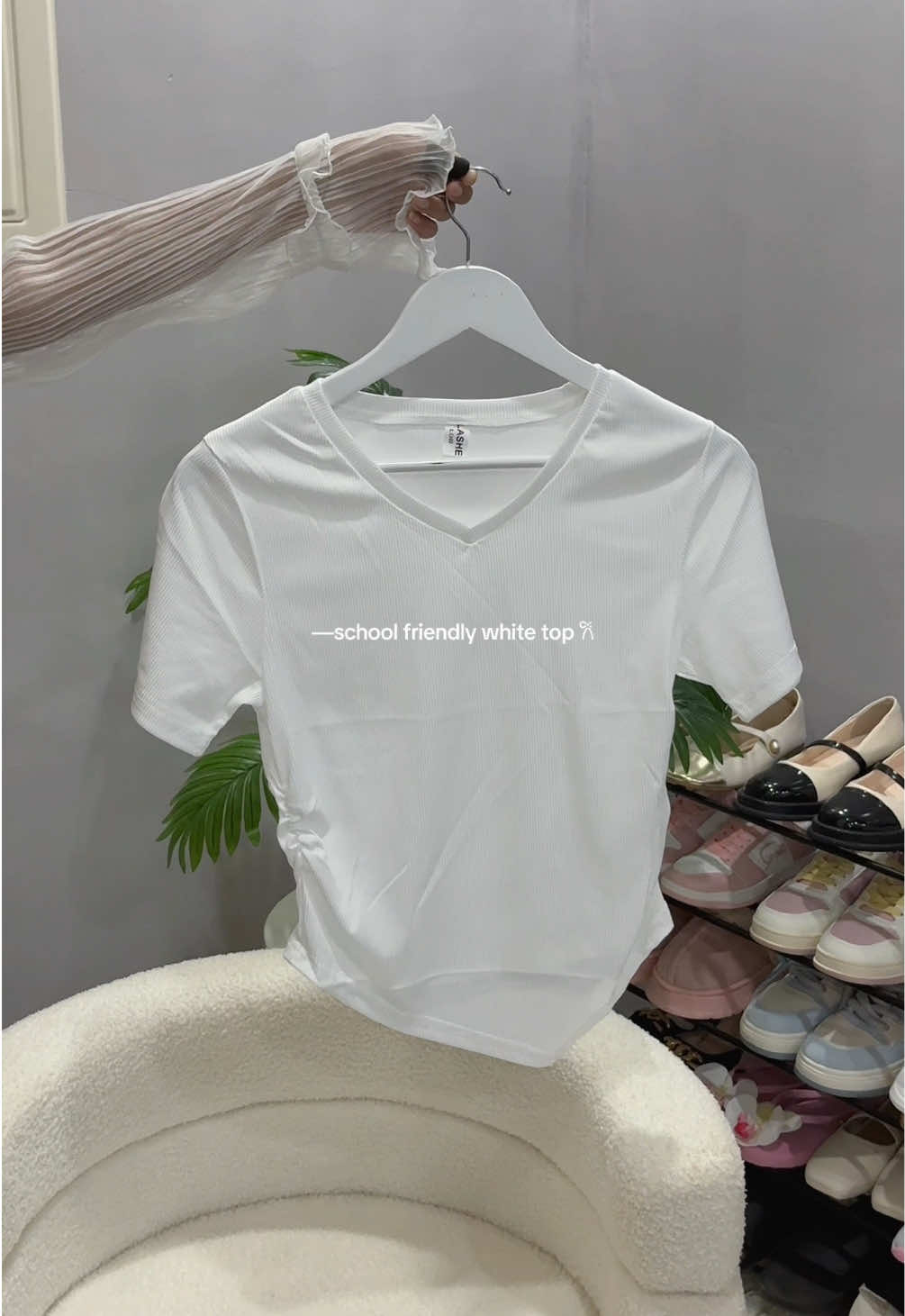 #tops #whitetop #schoolfriendlytops #vnecktops #fyp 