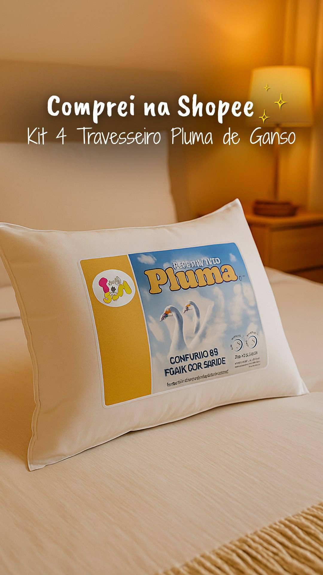 Travesseiro Pluma de Ganso Antiácaro. 💬Siga o Instagram @ofertasdadeb que está na bio para mais achadinhos como esse. #TravesseiroAntiacaro #SonoSemAlergia #PlumaDeGanso #ConfortoGarantido #shopee  
